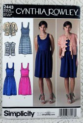 2443 DESIGNER KNIT BODICE DRESS, SHORT JACKET VEST PATTERN 6-14